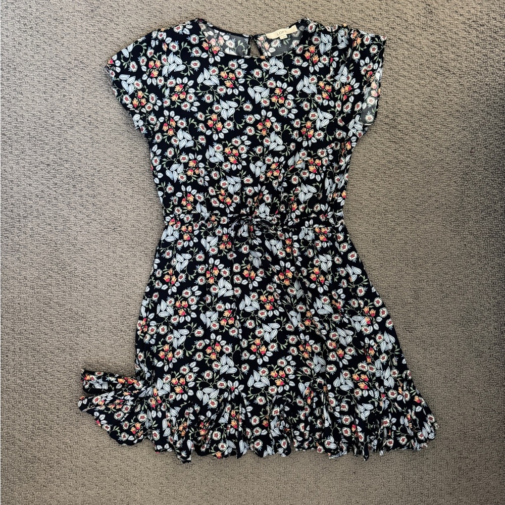 LOFT Navy Floral Mini Dress - Picture 9 of 9